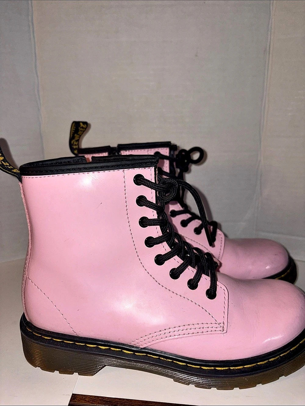 Dr. Martens 1460 W Patent Leather 8-Eye Boots W Patent Leather Pink Combat Boots